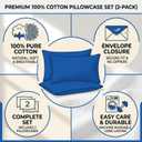 Tache 2-Piece Pillowcase Set - 100% Egyptian Quality Cotton, 1000 Thread Count, Cooling & Breathable Bedding - Standard/Queen (20x30), Royal Blue