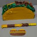 Sratte Taco Piñata Set Mexican Birthday Party Decorations Cinco De Mayo Fiesta Theme Taco Pinata with Plastic Stick and Blindfold for Mexican Themed Party Supplies Favors, 15 x 8 x 3 Inches