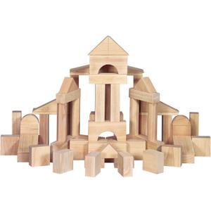 Melissa & Doug Standard Unit Solid-Wood Building Blocks With Wooden Storage Tray (60 pcs) Classic Wooden Blocks For Toddlers Ages 3+