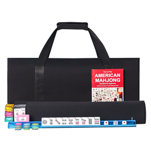 American Mahjong Tile Set, 166 Premium White Tiles, 4 All-in-One Color Rack/Pushers, Complete Mahjong Tiles Set Red Carrying Bag, 10 inches x 21 inches x 5.1 inches