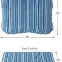 Outdoor Deep Seat Cushion Set 24x24 Seat + 28x22 Back Plush Fiber Fill Seat, Patio Lounge Replacement Cushion, Corded Trim, Durable Polyester Fabric with Ties, Sapphire Stripe