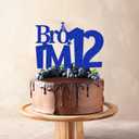 Glitter Bro I'm 12 Cake Topper, Official 12 Pre-Teen Happy 12th Birthday Cake Topper, Boys Funny 12th Birthday Party Decorations Blue