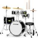AODSK 5 drums & 3 cymbals 14 Inch Drum Set, Complete Kit w/Throne & Sticks