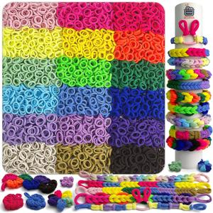 UCDRMA 1800PCS Soft Cloth Loom Bands Refill for Bracelet, Loop Bracelet Making Kit in 18 Rainbow Colors Weaving Loom Refill Loops Pack, Elastic Band Bracelet Kit Can Make 70+ Friendship Bracelets