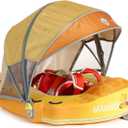 Mambobaby Float Non-Inflatable Baby Float with Canopy, Five-Point Safety System, 3D Canopy(Detachable) UPF 50+, Baby Pool Floats for 3-24 Months, Dual-Mode Toddler Swim Floaties
