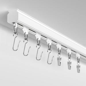 Ceiling Curtain Track 9-12ft–Silent Room Divider Track with Roller Hooks & Clips for All Curtain Types, Ceiling or Wall Mount, Heavy Duty Sliding Rail for Bedroom, Living Room, Office (White)