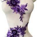 Sewing Beads lace Applique one Pair sew on Pearl Trimming Patch Decorative Accessories for Clothes 2pieces/Bag 11.8X7.08inches (Purple)