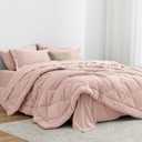 Love's cabin Twin Comforter Set Pink, 5 Pieces Twin Bed in a Bag, All Season Bedding Sets with 1 Comforter, 1 Flat Sheet, 1 Fitted Sheet, 1 Pillowcase and 1 Pillow Sham