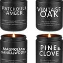 Candles for Men, 4 Pack Scented Candles, Gifts for Father Dad Day, 50 Hours Long Burning Soy Candles for Home Scented (Pine/ Sandalwood/ Patchouli/ Oak)