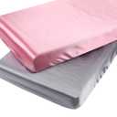 Satin Pack n Play Sheet Set 2 Pack Ultra Soft Silk Fitted Mini Crib Sheets Playard Sheet Protect for Baby Hair and Skin, Grey & Pink