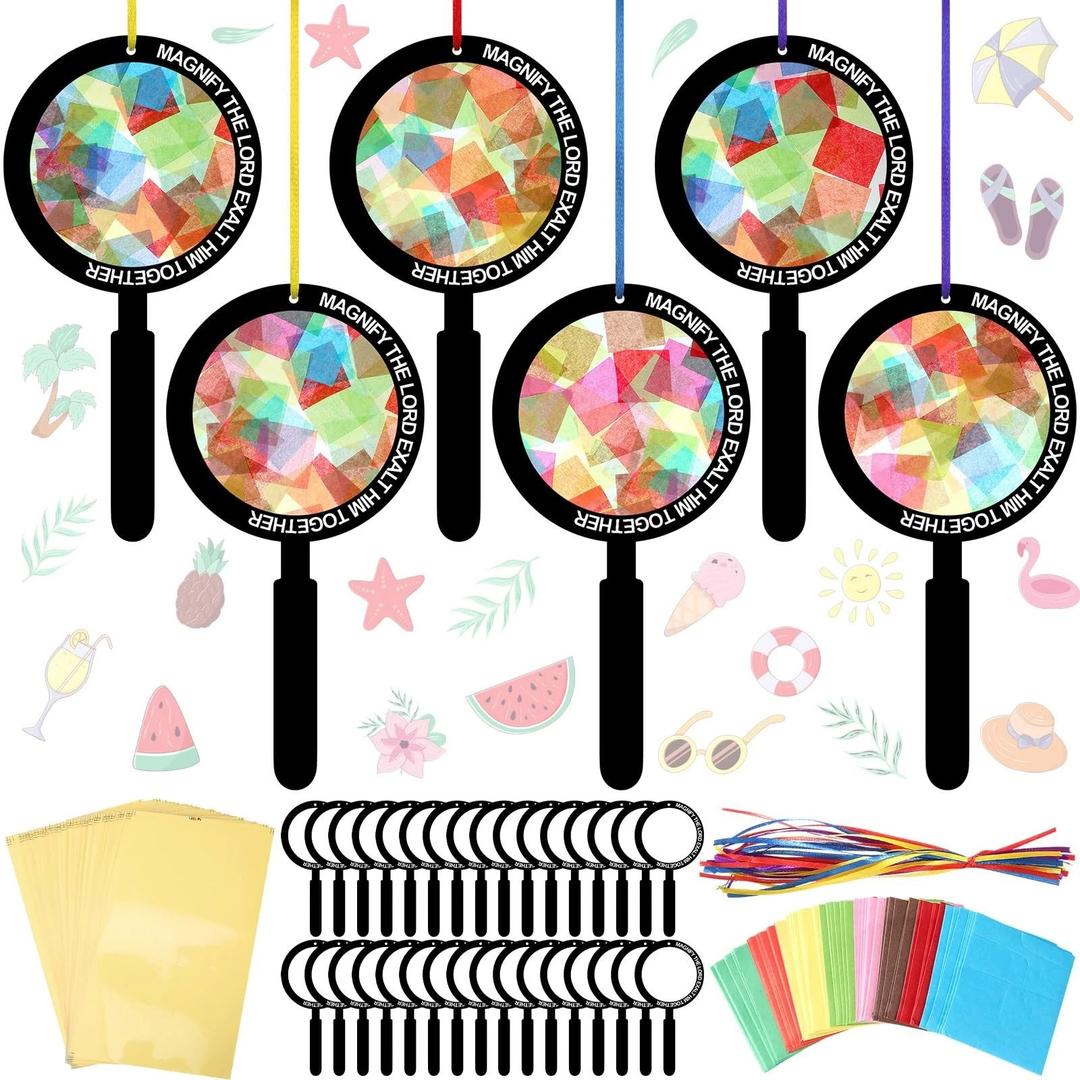 36 Sets Magnify Suncatchers Craft Kits DIY Magnifying Glass Shape Pack Of 2