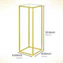 YALLOVE 2 Pack 23.75 Inch Gold Wedding Flower Stand Metal Vase Column Stand Geometric Centerpiece Vase for Home Party Wedding Decorations, Rectangular Flower Display Rack