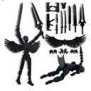 Masijssa T13 3D Action Figures Set Titan 13 Action Figure Dummy 3D Printed Robo MultiJointed Movable Toy with Full Articulation for Collectors Desktop (Assembly Completed Pure Black Figure + Dog)