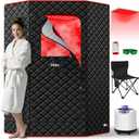 I-THERA-U XL Infrared Sauna Box with True 660 & 850nm Red Light Therapy Lamp, Portable Red Light Sauna for Home, Full Body Steam Tent with 3L 1200w Steamer, 15 Levels Heat, Chair, Remote
