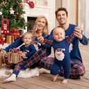 Honwenle Family Christmas Pajamas Matching Sets Soft Long Sleeve Family Christmas Pjs Sleepwear Holiday Lounge Set (X-Large, Red Blue Santa)