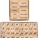 PH PandaHall 44Pcs Month Wooden Rubber Stamps Set 0~31 Numbers Decorative Retro Stamp Set for Journaling DIY Craft Letters Diary Birthday Card Arts and Scrapbooking Party Gift Decor