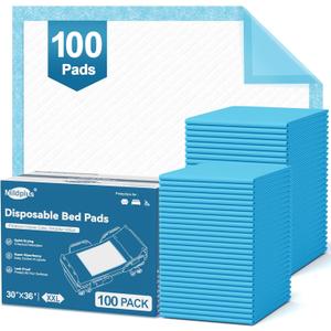 100 Count Disposable Bed Pads 30''X36'' MILDPLUS Super Absorbent Underpads, Disposable Extra Large Chucks Pads, Incontinence Pads for Adults, Children's Bedwetting Pads, Puppy Pads