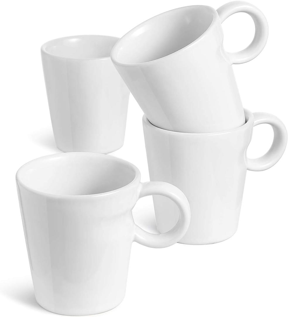 LE TAUCI 5 oz Espresso Mugs, Ceramic Small Stackable Coffee Cups, Designed for Double Shots of Espresso, Lungo and Tea, Perfect for Coffee Machine and Maker, Set of 4, White (5 Fluid Ounces)