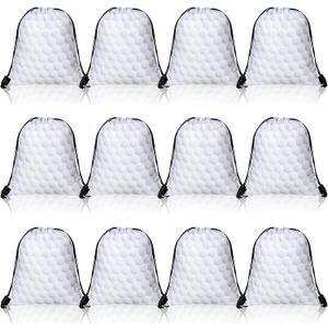 Shappy 12 Pieces Golf Drawstring Bags Bulk Small Sport Goodie Bags Snack Treat Backpack for Ball Birthday Party Favor Team Gifts(10 x 12 Inch)
