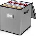 BALEINE Christmas Ornament Storage Box with Dividers, Premium Holiday Ornaments Storage Container Bin for Xmas Decorations (64 Ball, Grey, Without Tray)