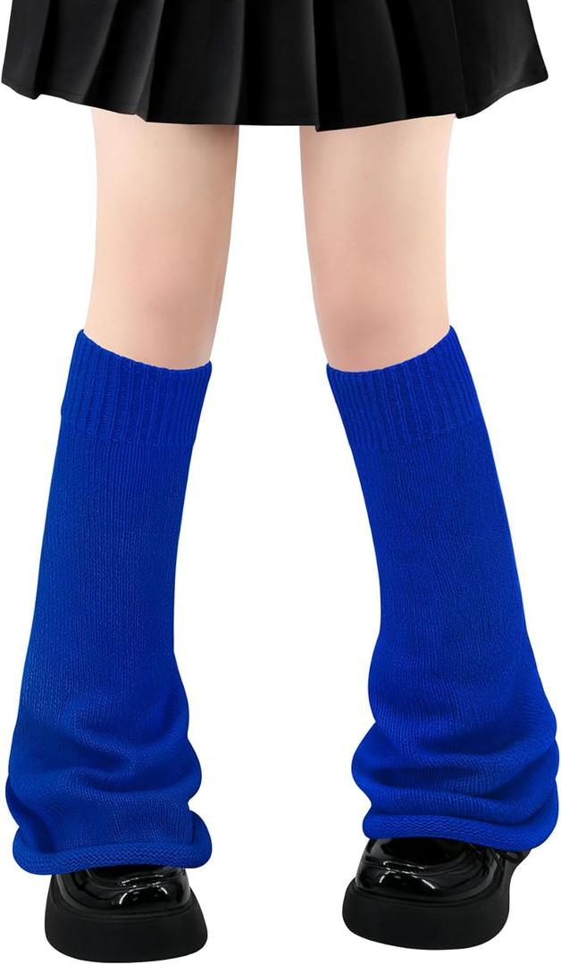 Olreco Leg Warmers Kawaii Leg Warmers Y2K Harajuku Legs Warmer for Girls Women Gyaru Cutecore Lolita Accessories Gothic Socks (One Size, B Royal Blue Flared)