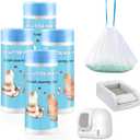 100 Count Self-Cleaning Cat Litter Box Liners Compatible with Petsafe for Clumping & for Smartspin Box, Drawstring Heavy Duty Kitty Litter Receptacles Bags Replacement Trash Bag -23" x 12" (Blue)