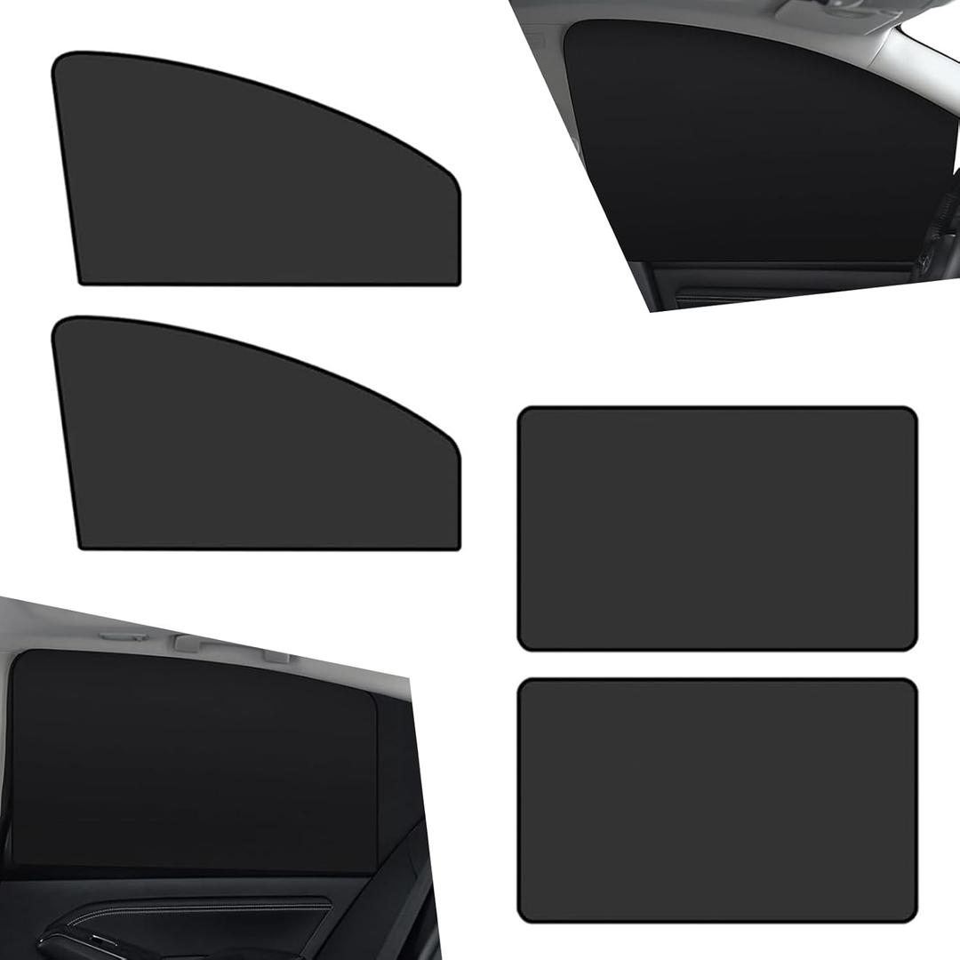 4 PCS Car Side Window Sun Cover, 18.89In x 24.40In x 12.99In Front Window Sun Protection, 18.89In x 31.49In Rear Window Heat Insulation, Universal Foldable Car Heat Insulation Cover (Black)