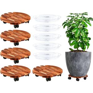 5 Pack Plant Caddy with Wheels Heavy Duty 16 Inch Wooden Plant Stand with Wheels Plant Dolly Rolling Plant Stand Plant Roller with Casters for Indoor and Outdoor with 5 Pack Plant Saucers, Round 5 Pack Plant Caddy with Wheels Heavy Duty 16 Inch Wooden Plant Stand with Wheels Plant Dolly Rolling Plant Stand Plant Roller with Casters for Indoor and Outdoor with 5 Pack Plant Saucers, Round