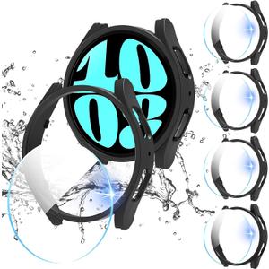 Suoman 4+4 Pack for Samsung Galaxy Watch 6 Classic 40mm Case,HD Screen Protector,All-Round PC Matte Protective Cover Bumper - Black