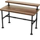 42'' x 28'' Industrial Pipe Table Legs Set, Iron-Cast Finish Piping for Wooden Computer Desk, Office, Home, Rustic Furniture for DIY Decor with 6-Inch Monitor Shelf Support