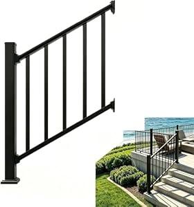 Atemou 36 in x 3 Ft Modular Black Stainless Steel Stair Railing Kit
