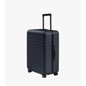 Away Medium Checked Luggage, Lightweight Hard Shell Suitcase with Spinner Wheels, Durable Rolling Luggage, TSA Lock, 26 Inch, Navy Blue