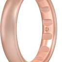 Enso Rings Elements Luxe Classic Thin Silicone Ring - Comfortable and Flexible Design - 4.3mm Wide, 1.75mm Thick - Dusty Rose Gold - Size 5