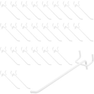 uxcell 50 Pcs Heavy Duty Pegboard Hooks, 4-inch Shelving Hooks for 1/4" Pegboard, Pegboard Display Hook Holder Organizer for Garage, Office, and Kitchen, White
