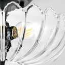 Clear Glass Ceiling Light Fixture - Handmade Art Glass Semi Flush Mount Lighting with 3 E26 Bases, Crystal-Like Transparency for Bedroom Kitchen Hallway, Modern Vintage Home Decor