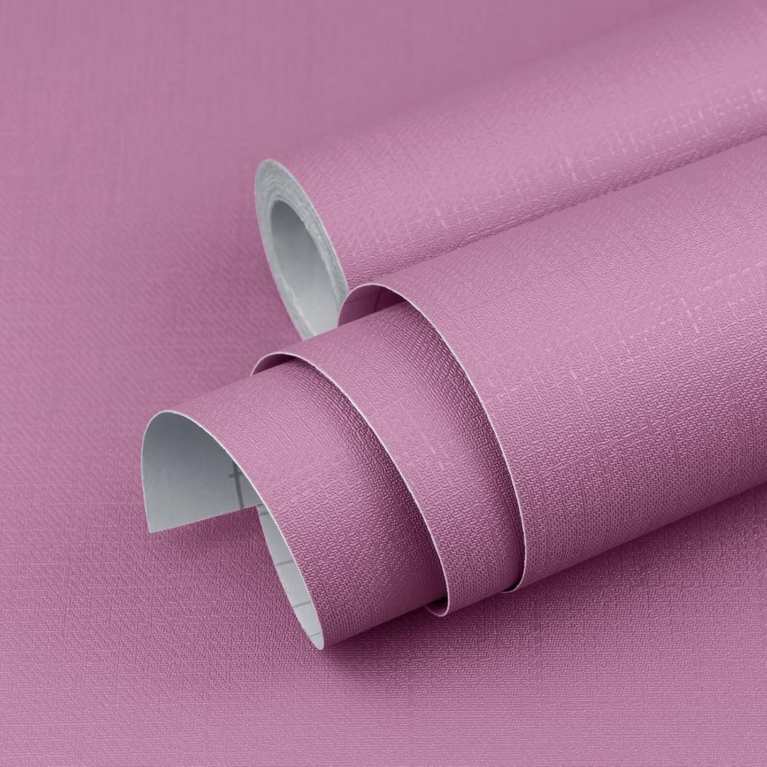 Yun-aeon Pink Textured Peel and Stick Wallpaper 15.7"  240" Removable Waterproof Contact Paper for Cabinets and Drawers Vinyl Self Adhesive Wall Paper Decorative for Bedroom Bathroom
