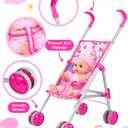 GAGAKU Baby Doll Stroller Playset with 12-inch Doll & Accessories, Foldable Lightweight Toy Stroller for Toddler Girls Kids Ages 1-6, 12" Baby Doll and Accessories Included