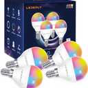 A15 LED Smart Bulb, 5W=40W,Compatible with Alexa, Google Assistant, E12 Base, Dimmable, 2.4G WiFi ONLY, RGB Color Changing, Tunable White 2700K-6500K, Globe Shape, G45 Ceiling Fan Light Bulbs 4 Pack