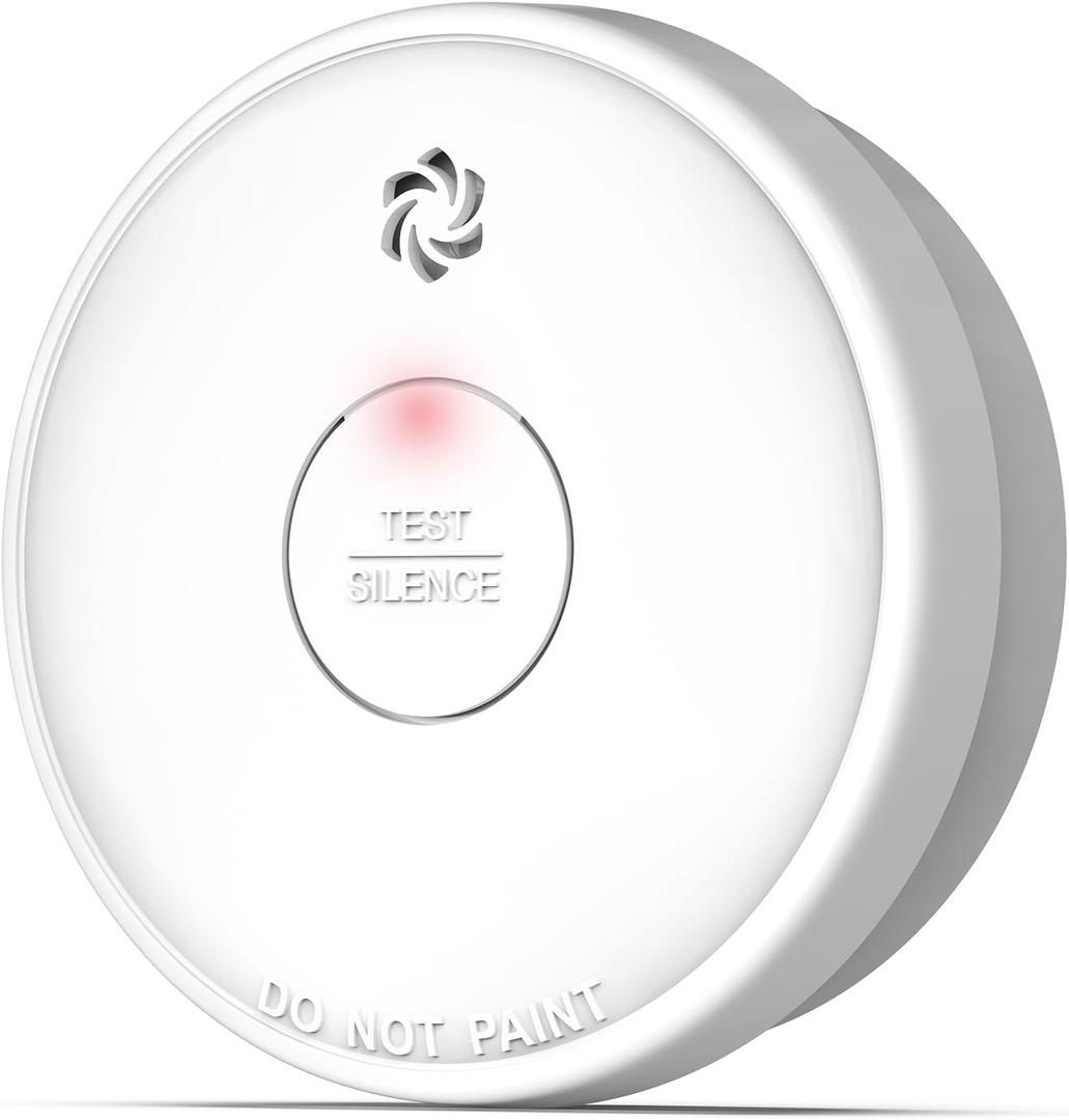 Fire Alarms Smoke Detectors, Smoke Alarm Battery Operated, Fire Alarm with Test Button & Low Battery Signal, Photoelectric Technology Fire Detectors for Bedroom and Home (1 Pack)