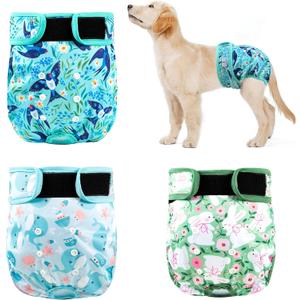 3Pack Dog Diapers Female,Washable Diaper for Doggie,Highly Absorbent Reusable Dog Diaper,Adjustable Leakproof Puppy Girl Dog Diapers for Heat,Incontinence,Period Doggy Nappies (XL(17.5"-27"Waist), Swallow)