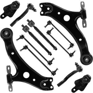 Front Lower Control Arm + Ball Joint for Toyota Camry 2007-2011, Sway Bar + Tie Rod End, Driver & Passenger Side, Outer & Inner, 12Pcs Suspension Kit K620334 K620333 K500044 K500043 ES80603