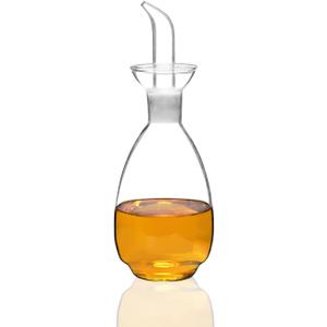 Affogato Glass Oil Bottle with Spout, Olive Oil Dispenser Vinegar Drizzler Pourer Stopper Pot, Soy Sauce Vinegar Cruet Non Drip Heat-Resistant for Cooking Kitchen Restaurant BBQ (20 oz)