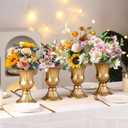 MCMCNCUIU Gold Vases for Centerpieces Set of 4, Urn Vases for Flowers, Vintage Pedestal Vase for Wedding Centerpieces, Metal Trumpet Vase for Wedding Table, Party, Home, Anniversary Decoration