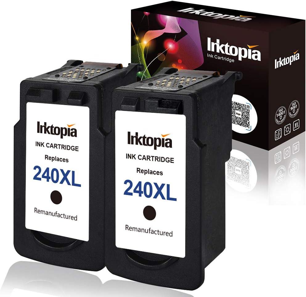Inktopia Remanufactured Ink Cartridge Replacement for Canon PG-240XL 240XL PG240XL PG-240 240 XL (2 Black) for PIXMA MG3620 MG3520 MX532 MX472 MX452 MG2120 MX392 MX432 MX512 MG3600 Printer