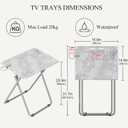 TV Tray Table,Folding Table with Cup Holder Portable,Foldable Snack Tray for Eating,Small Folding Tables Set of 2,Dinner Tables for Couch, Living Room,Small Space (White Marble,2Pcs)