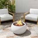 Patio Propane Fire Pit, 40,000Btu, White Magnesium Oxide Stylish Outdoor Fire Pit for Cozy Gatherings Perfect for Porch and Lawn