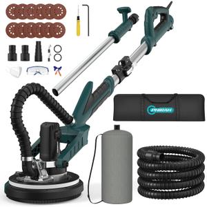 Drywall Sander with Vacuum Attachment, Upgraded 7-Amp Popcorn Ceiling Sander with 7 Variable Speeds 900-1800RPM, Electric Wall Sander with Extendable Handle, LED Light, 12 PCS Sanding Discs