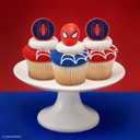 DecoPac Marvel's Spider-Man Spider and Mask Rings, Spider-Man Cupcake Decorations, Red and Blue Food Safe Cake Toppers 24 Pack