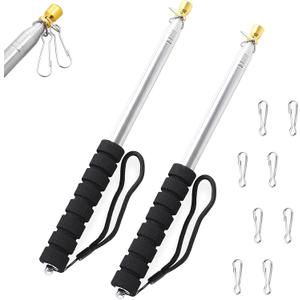 2 PCS Portable Handheld Flag Pole with Clips,Telescopic Handheld Flagpoles,Stainless Steel Extendable Tour Guide Flag Pole Telescoping Teaching Pointer Stick for Festival Teachers (8.2 Ft, Black)