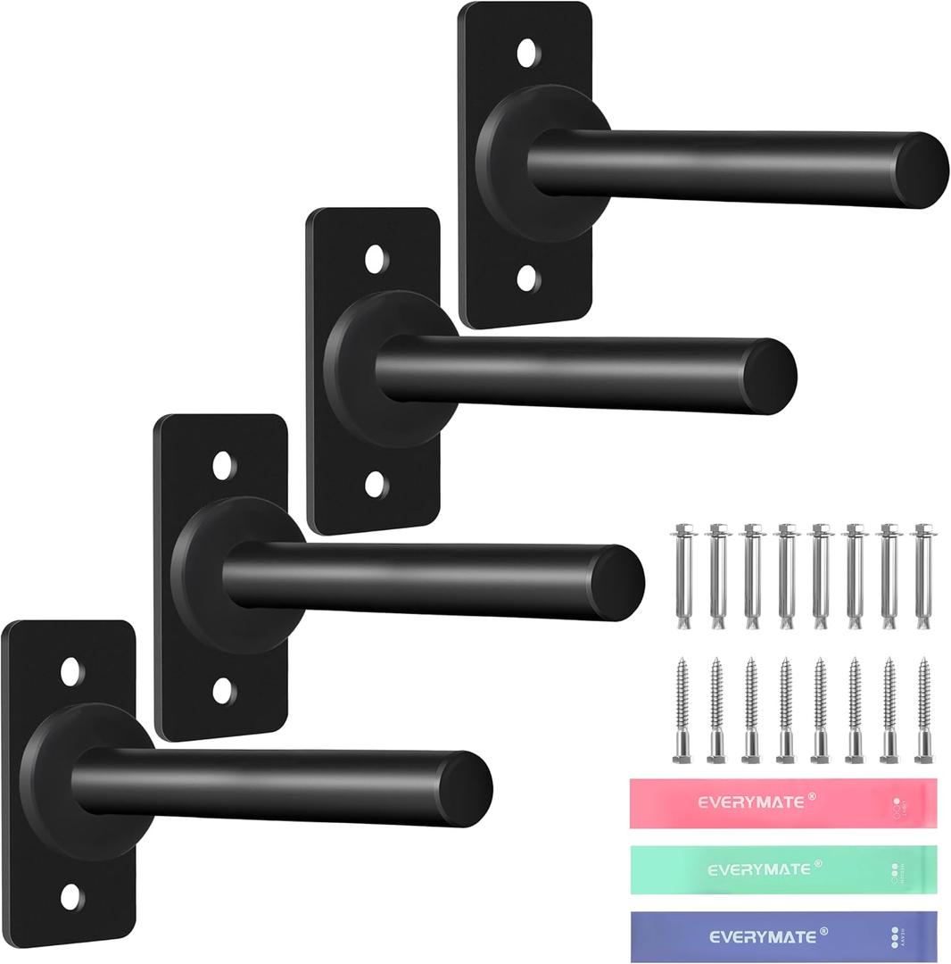 EVERYMATE Weight Plate Rack, Wall Mount Weight Plate Holder for Bumper Plates, Max Weight Capacity 330 lb, Home Gym Organizer (1-inch-4Pack)